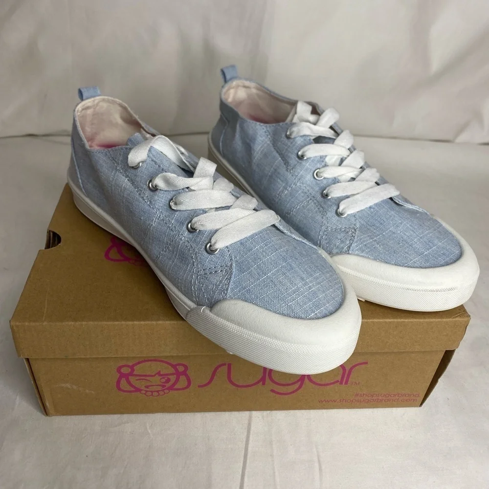 Sugar Womens Festival Light Blue Lace Up Sneaker 9.5M